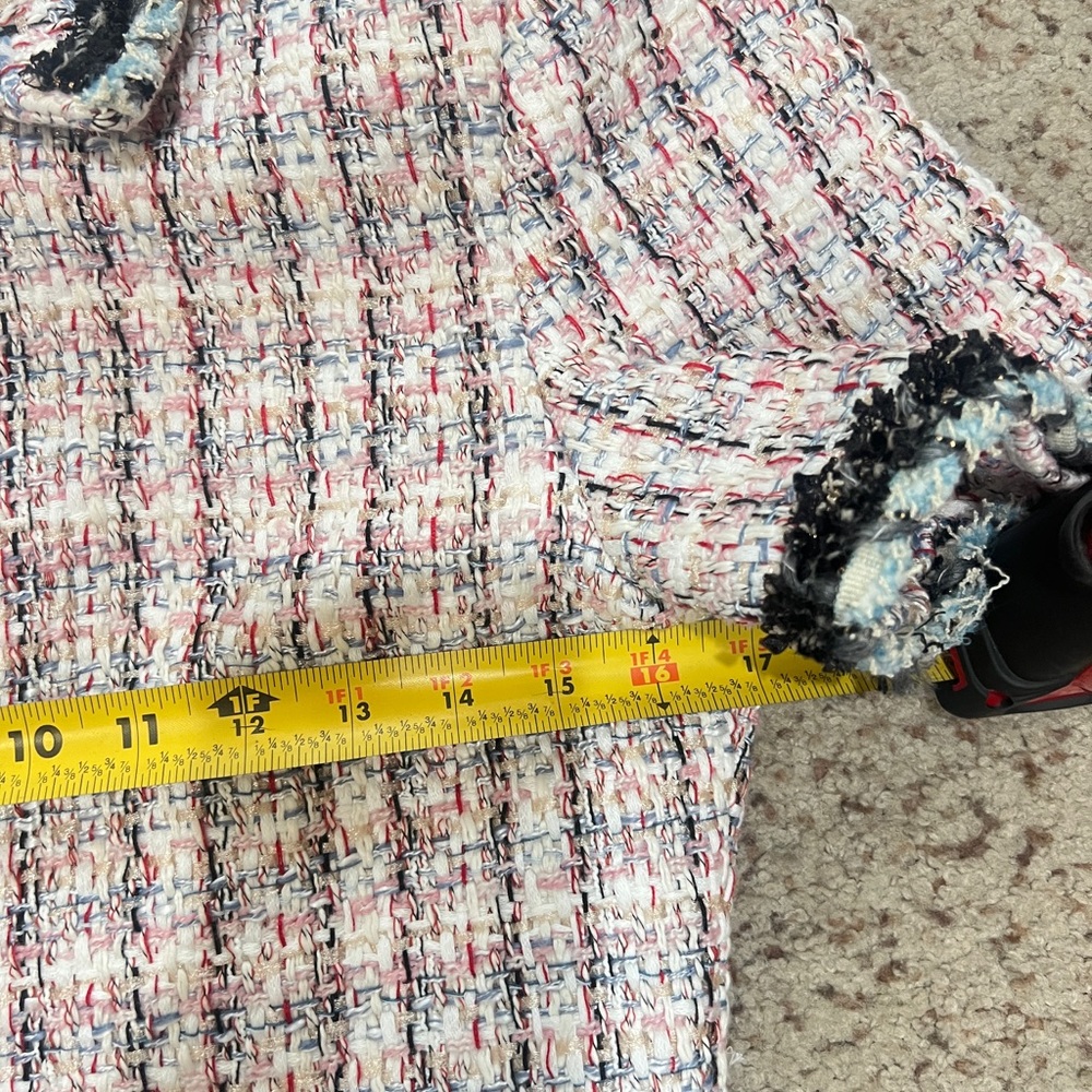 women Sz medium Enchanted Tweed mini Shirtdress quite luxury old money pockets - Picture 13 of 16